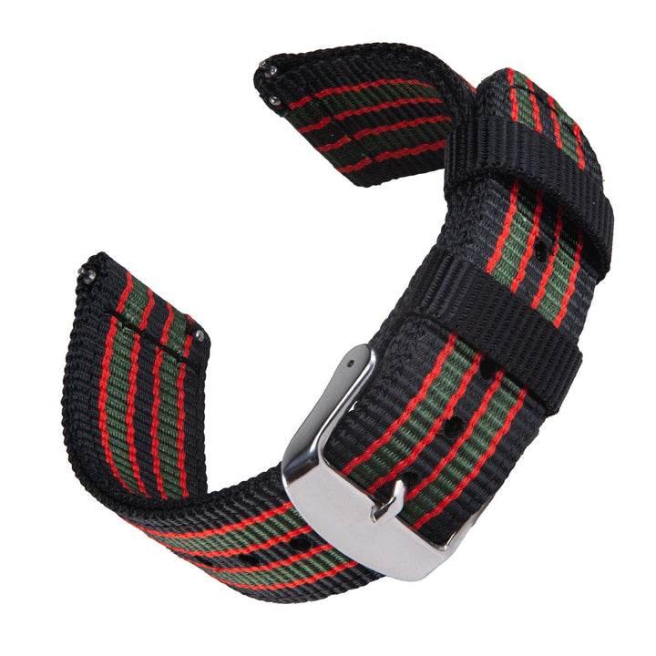 Quick Release Nylon Watch Band - Black/Red/Green