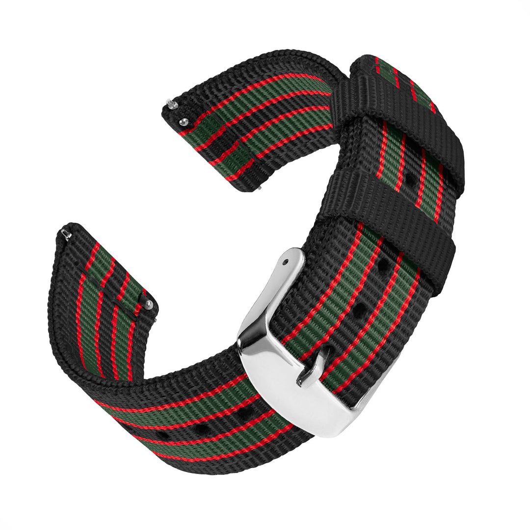 Quick Release Nylon Watch Band - Black/Red/Green – main product photo