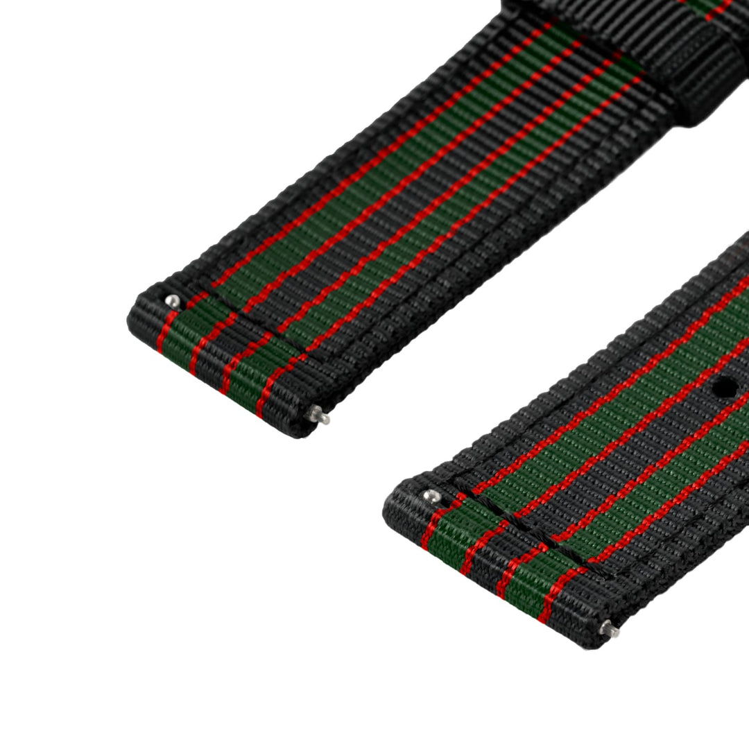 Quick Release Nylon Watch Band - Black/Red/Green – alternate view