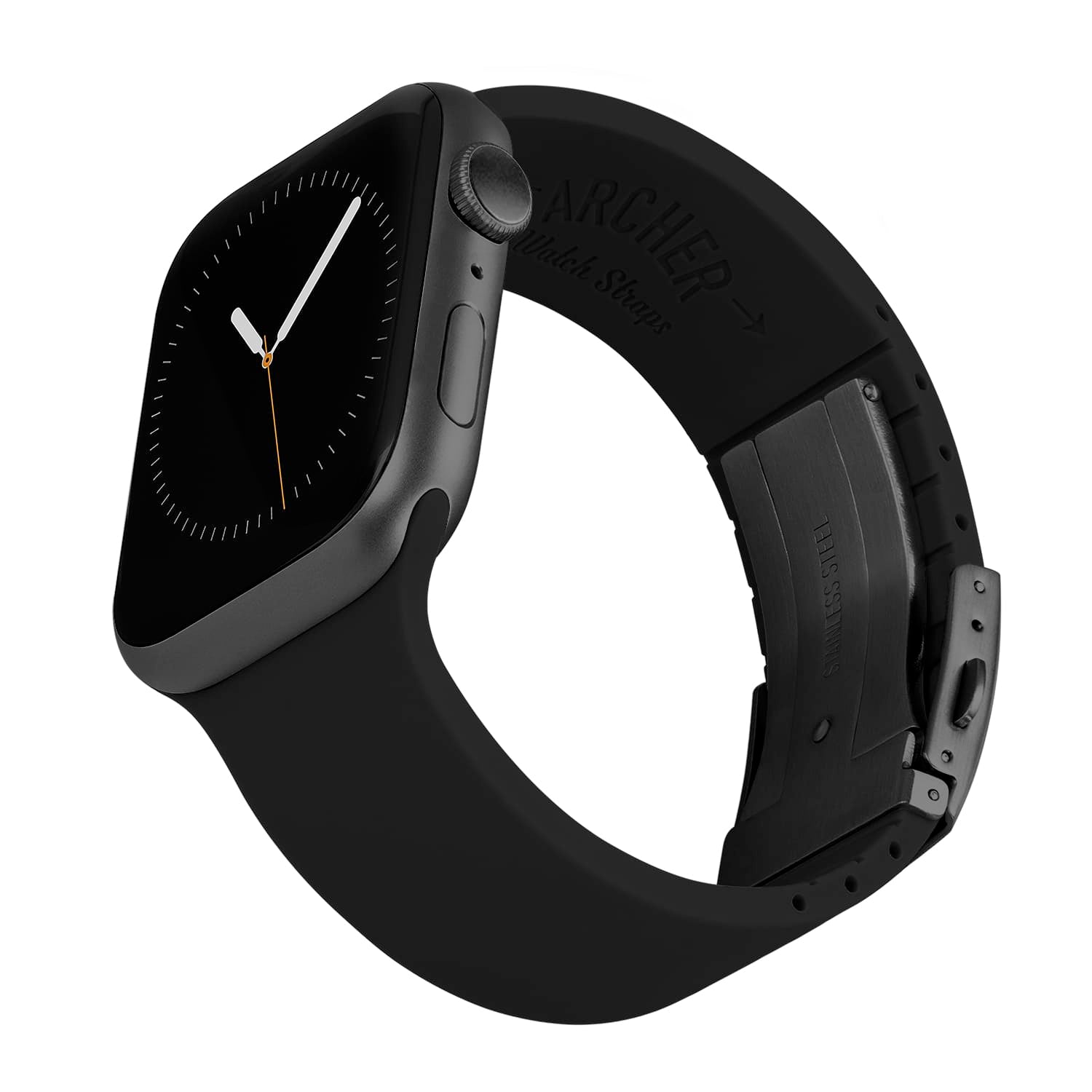Apple Watch Custom Fit Silicone Watch Band - Black/Gray – reverse side view
