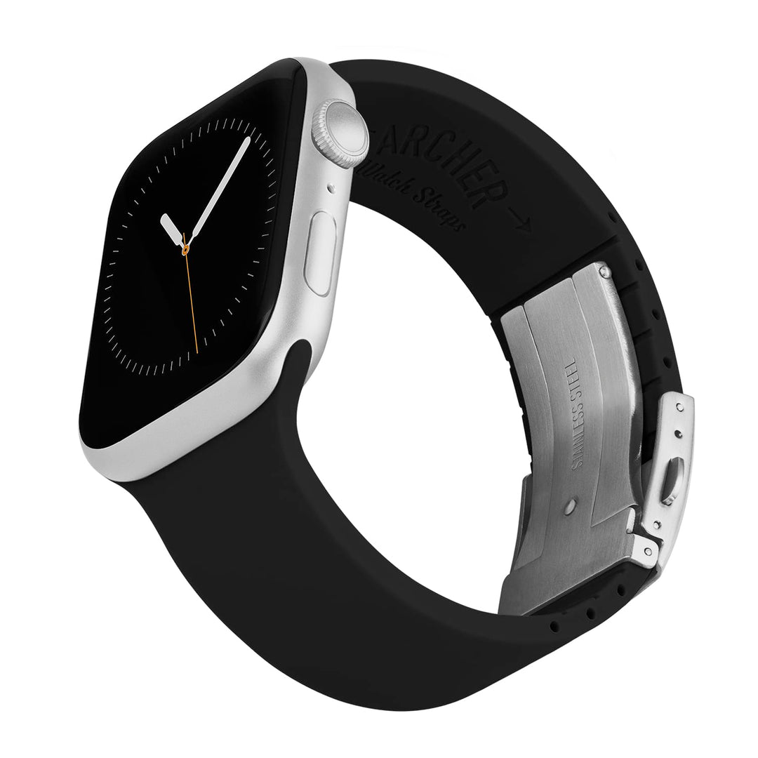 Apple Watch Custom Fit Silicone Watch Band - Black/Silver – reverse side view