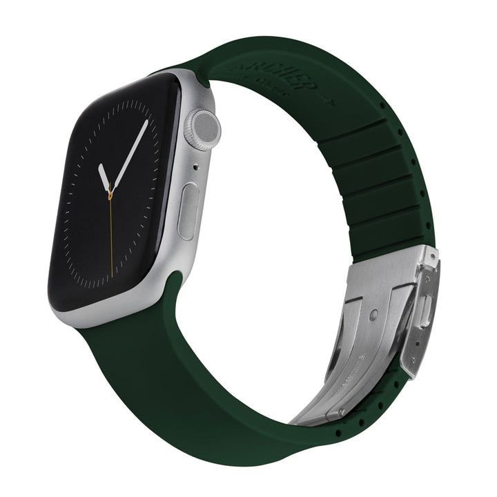 Apple Watch Custom Fit Silicone Watch Band - British Racing Green/Silver