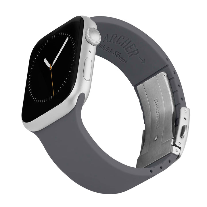 Apple Watch Custom Fit Silicone Watch Band - Graphite/Silver – reverse side view