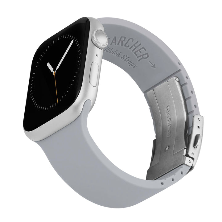 Apple Watch Custom Fit Silicone Watch Band - Platinum Gray/Silver – reverse side view
