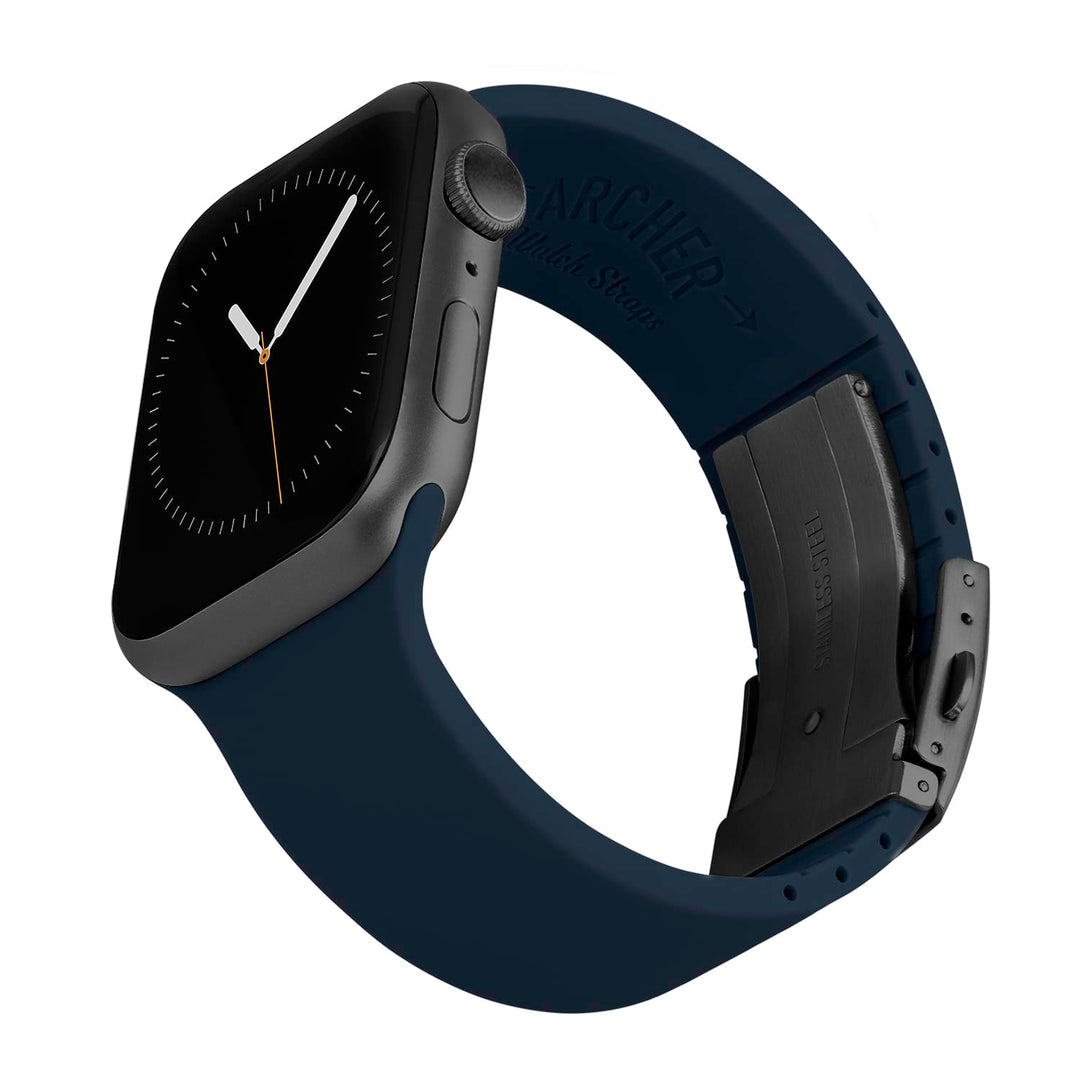 Apple Watch Custom Fit Silicone Watch Band - Midnight Blue/Gray – reverse side view