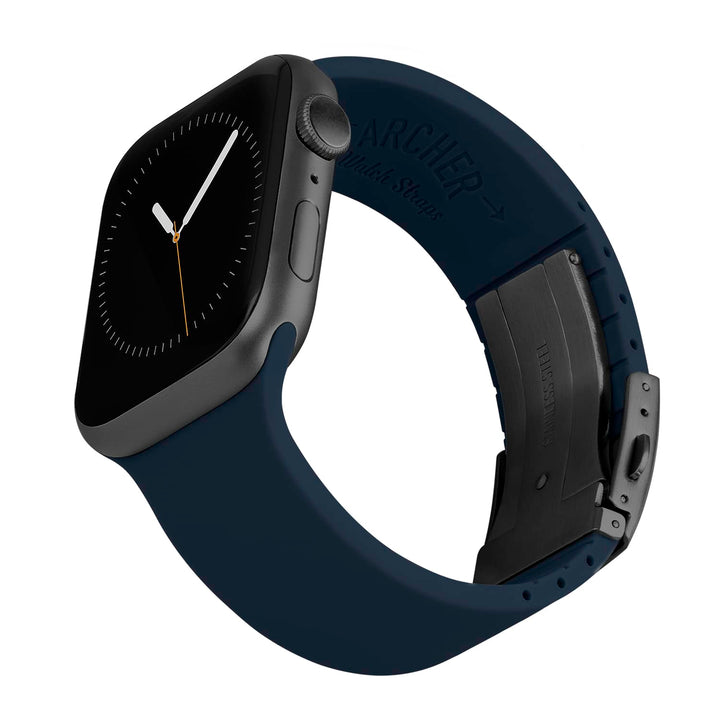 Apple Watch Custom Fit Silicone Watch Band - Midnight Blue/Gray – reverse side view