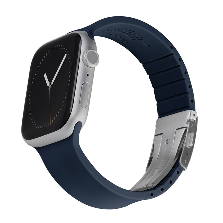 Apple Watch Custom Fit Silicone Watch Band - Midnight Blue/Silver