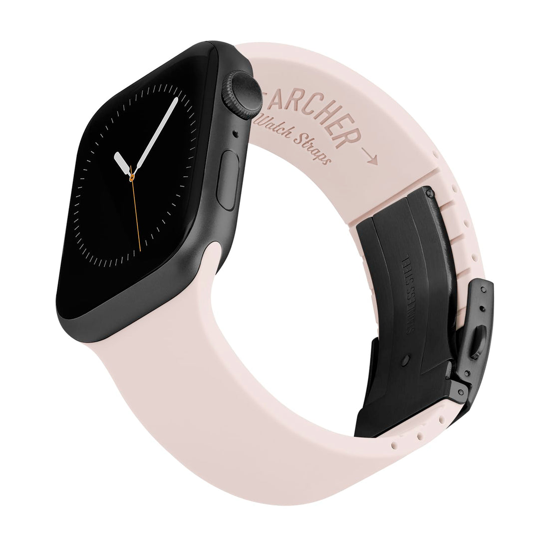 Apple Watch Custom Fit Silicone Watch Band - Pale Rose/Gray – reverse side view