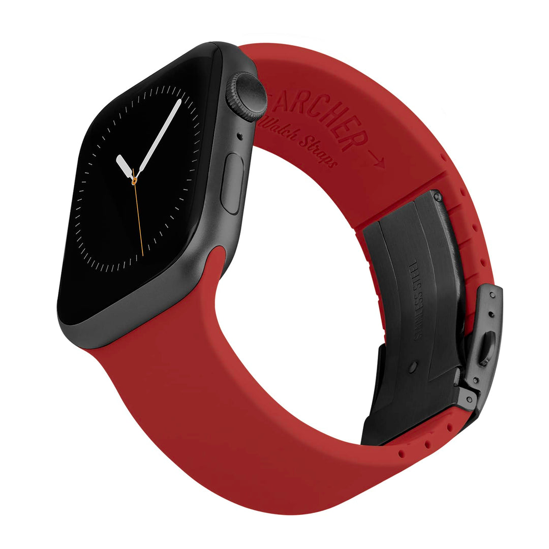 Apple Watch Custom Fit Silicone Watch Band - Venetian Red/Gray – reverse side view