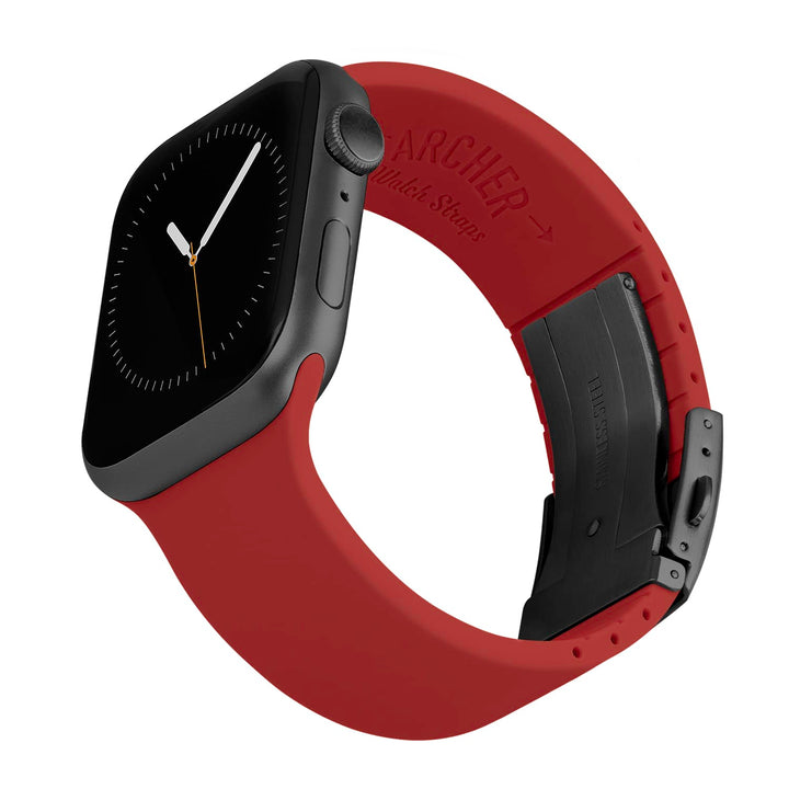 Apple Watch Custom Fit Silicone Watch Band - Venetian Red/Gray – reverse side view