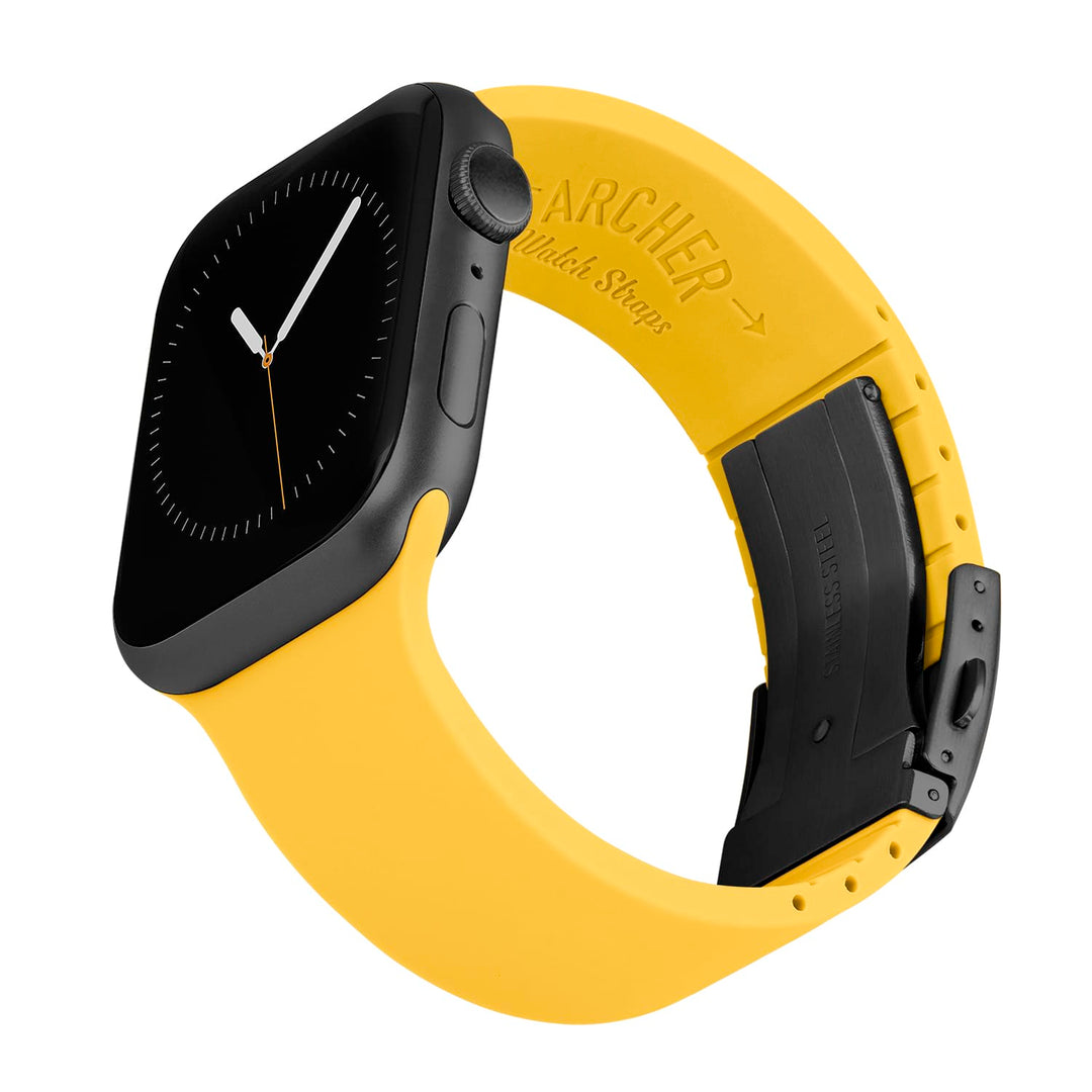 Apple Watch Custom Fit Silicone Watch Band - Naples Yellow/Gray – reverse side view