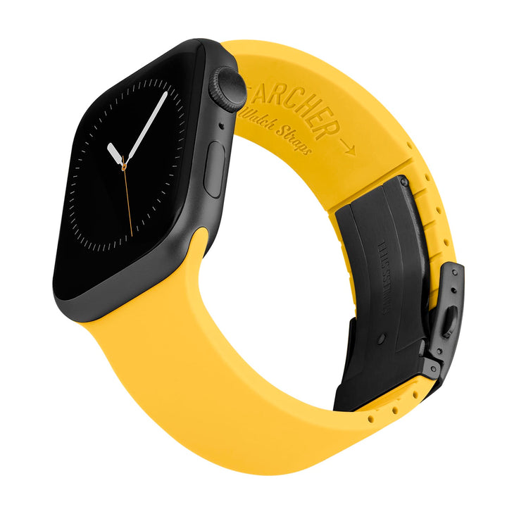 Apple Watch Custom Fit Silicone Watch Band - Naples Yellow/Gray – reverse side view