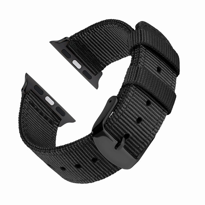 Apple Watch Nylon Watch Band in Black/Black – reverse side