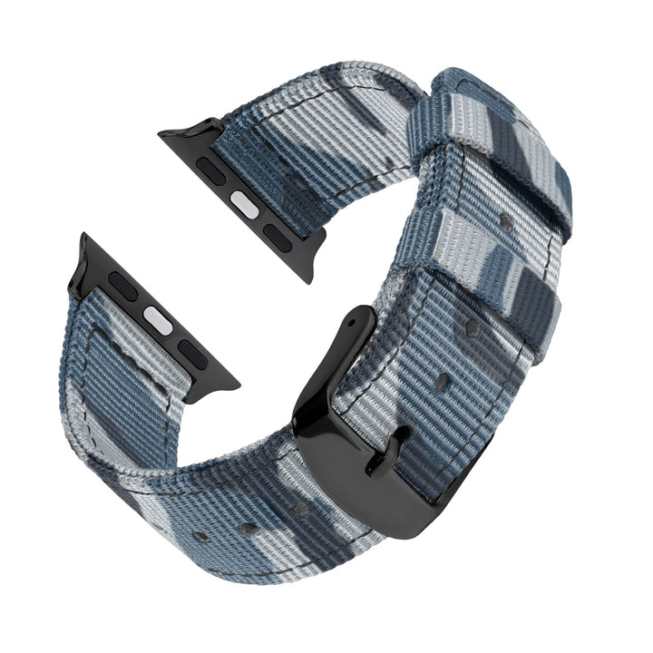 Apple Watch Nylon Watch Band in Blue Camo/Black – reverse side