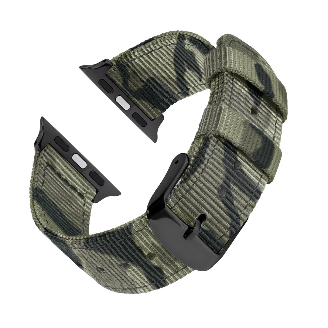 Apple Watch Nylon Watch Band in Green Camo/Black – reverse side