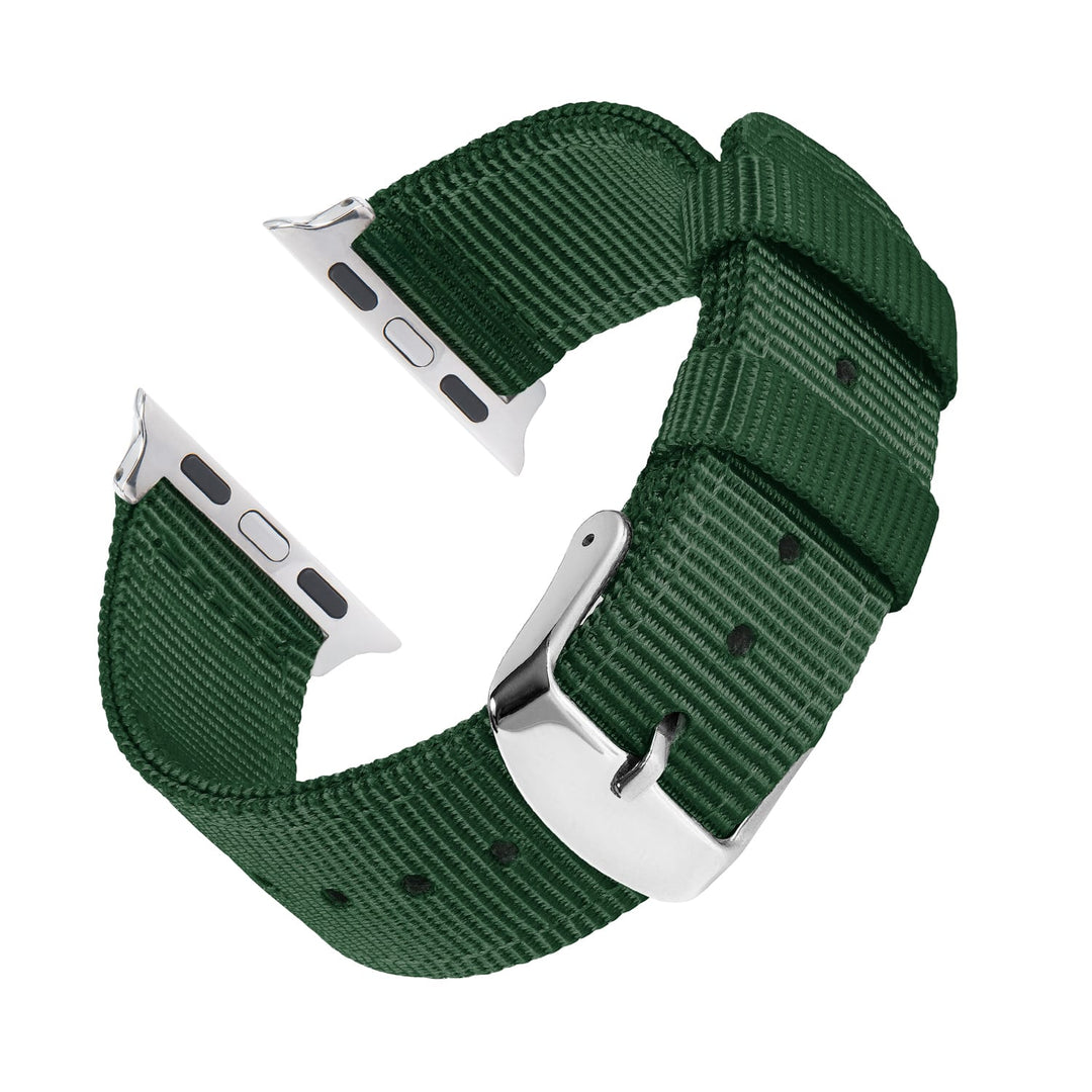 Apple Watch Nylon Watch Band in Forest Green/Stainless – reverse side