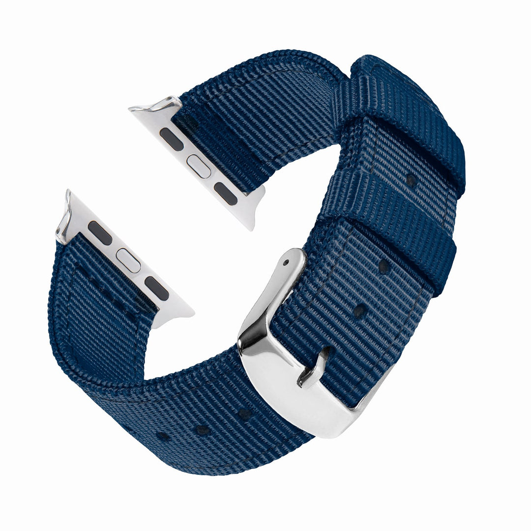 Apple Watch Nylon Watch Band in Navy/Stainless – reverse side