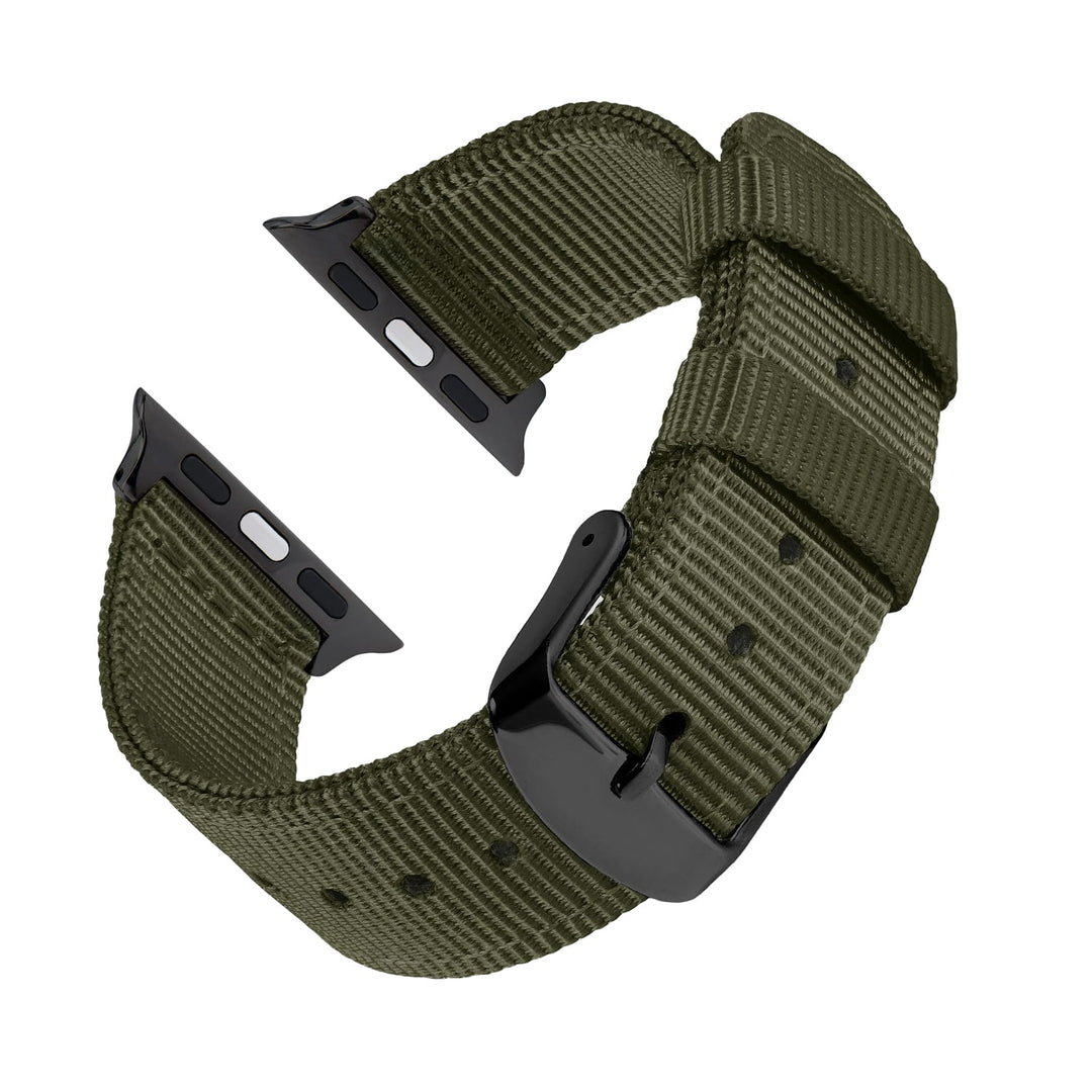 Apple Watch Nylon Watch Band in Olive/Black – reverse side