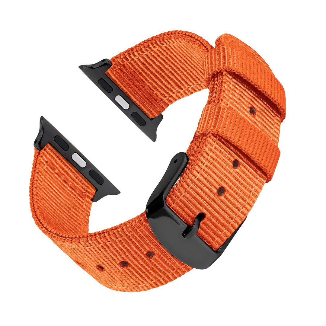 Apple Watch Nylon Watch Band in Orange/Black – reverse side