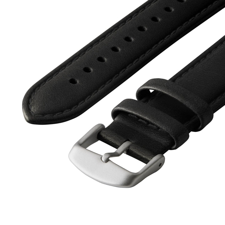 Apple Watch Leather Watch Band - Black/Matched/Silver Aluminum