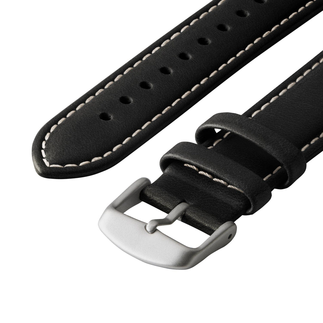 Apple Watch Leather Watch Band - Black/Natural/Silver Aluminum