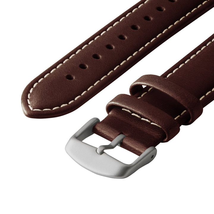 Apple Watch Leather Watch Band - Dark Chestnut/Natural/Silver Aluminum – alternate view