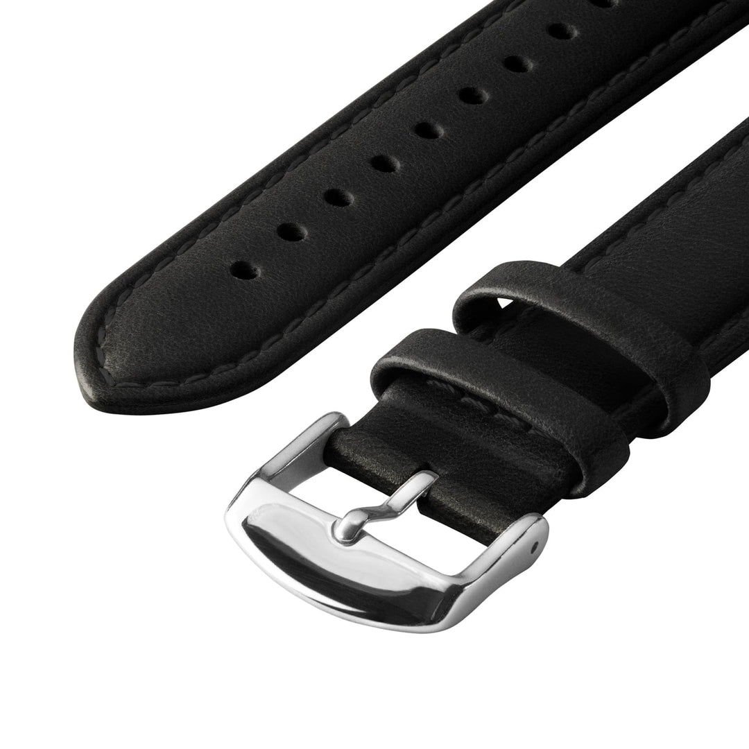 Quick Release Leather Watch Band - Black/Matched