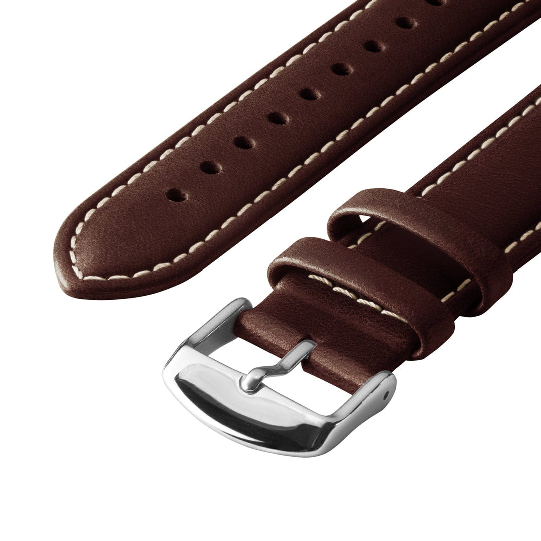 Quick Release Leather Watch Band - Dark Chestnut/Natural