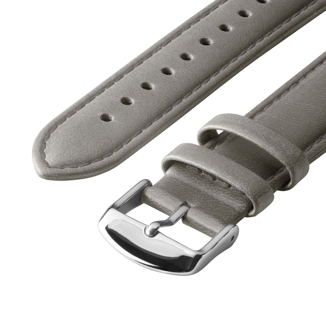 Quick Release Leather Watch Band - Pewter Gray/Matched