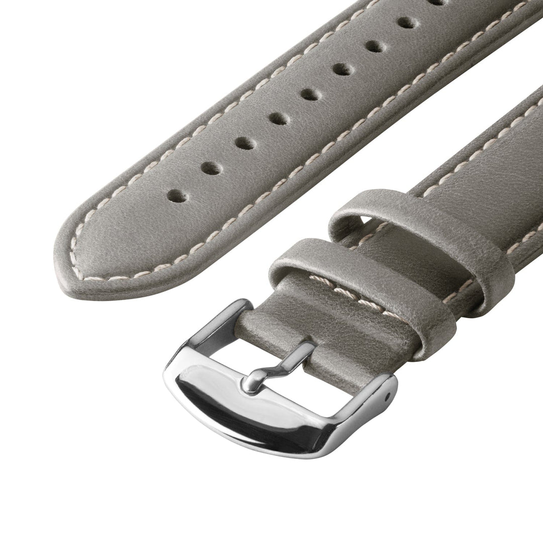 Quick Release Leather Watch Band - Pewter Gray/Natural