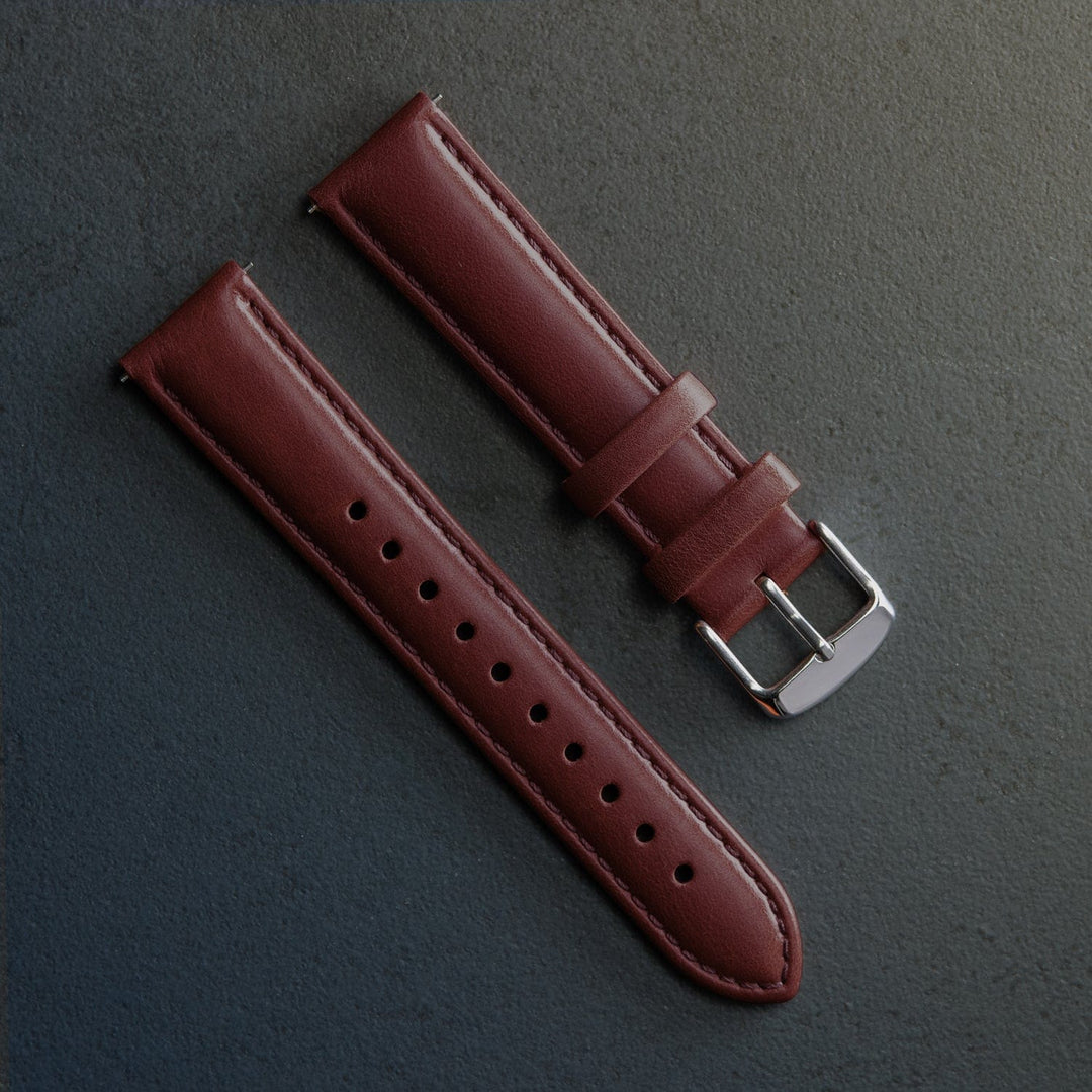Quick Release Leather Watch Band - Mahogany/Matched – lifestyle photo