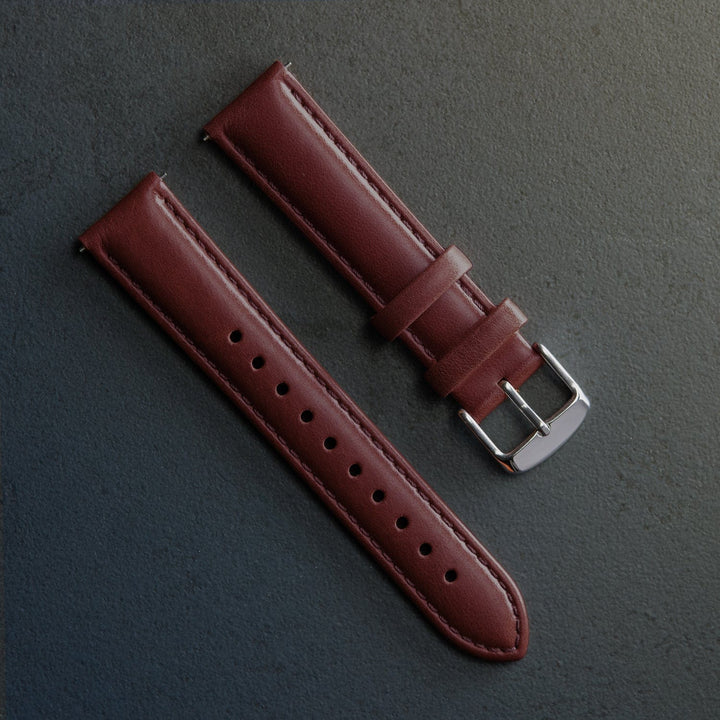 Quick Release Leather Watch Band - Mahogany/Matched – lifestyle photo