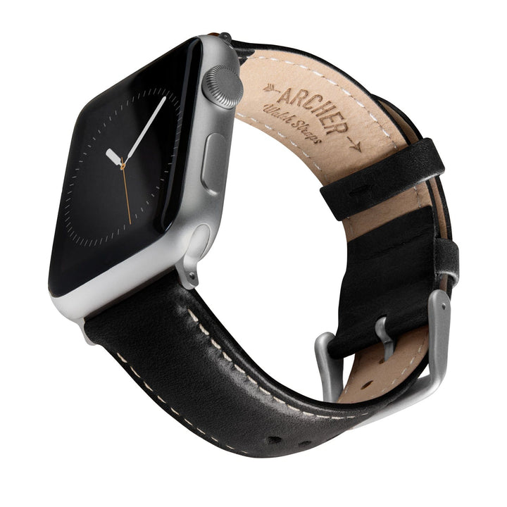 Apple Watch Leather Watch Band - Black/Natural/Silver Aluminum