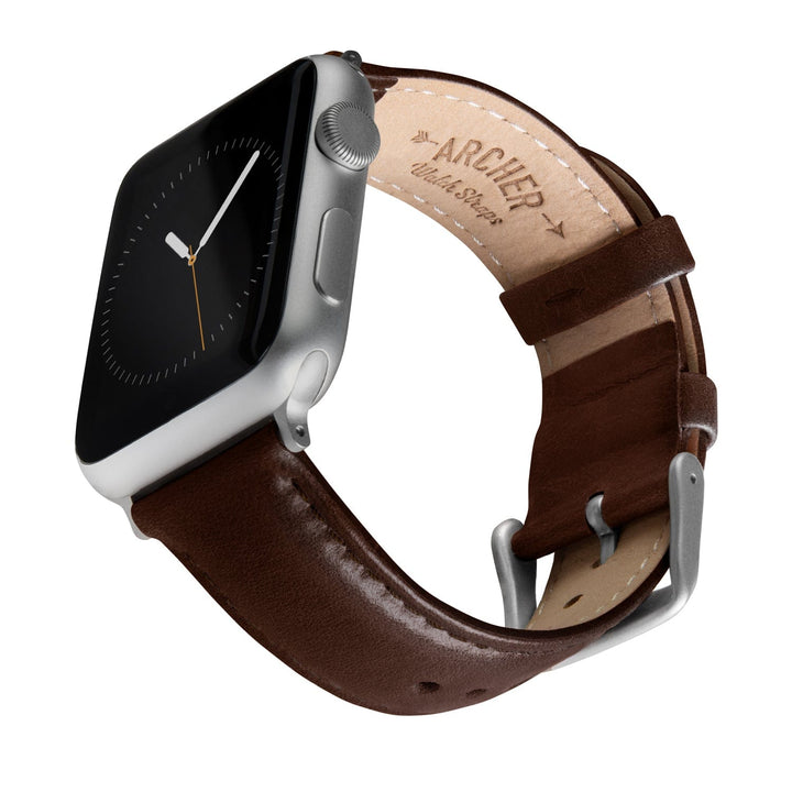 Apple Watch Leather Watch Band - Dark Chestnut/Matched/Silver Aluminum – main product photo