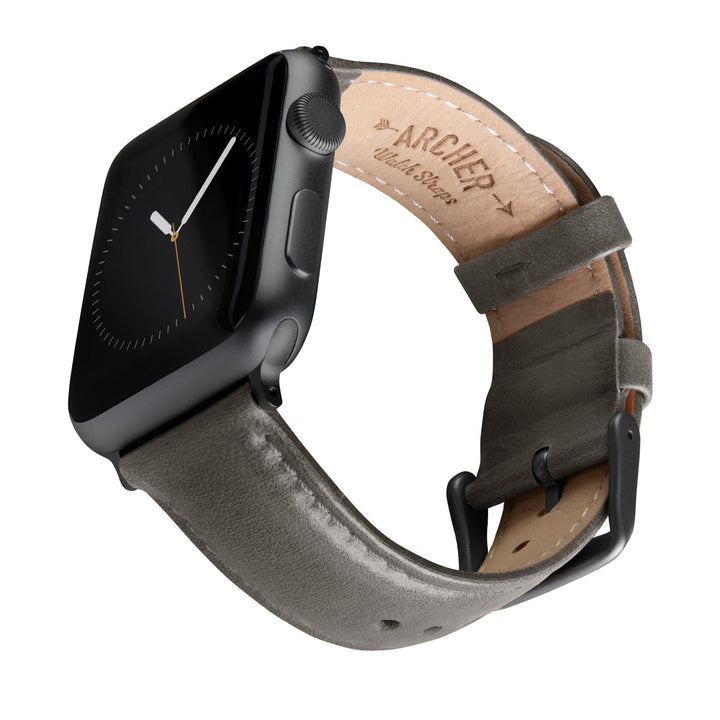 Apple Watch Leather Watch Band - Pewter Gray/Matched/Space Gray – main product photo