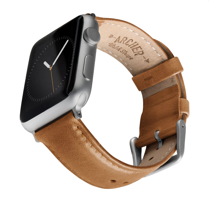 Apple Watch Leather Watch Band - Camel Tan/Matched/Silver Aluminum – main product photo