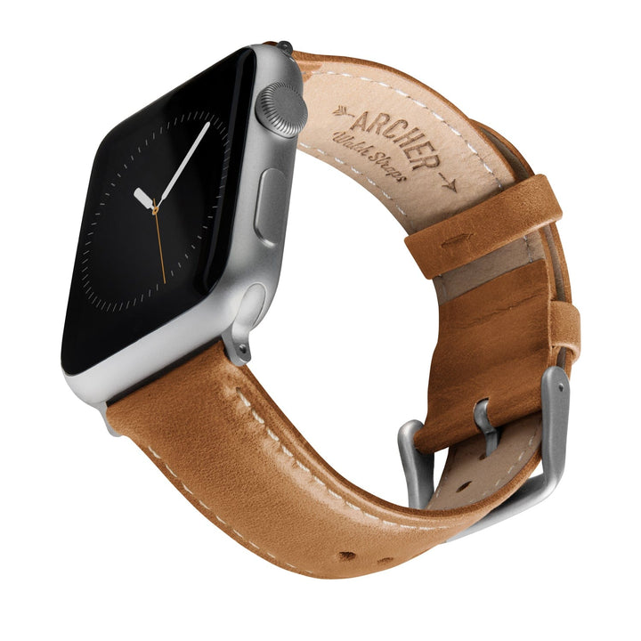 Apple Watch Leather Watch Band - Camel Tan/Natural/Silver Aluminum – main product photo
