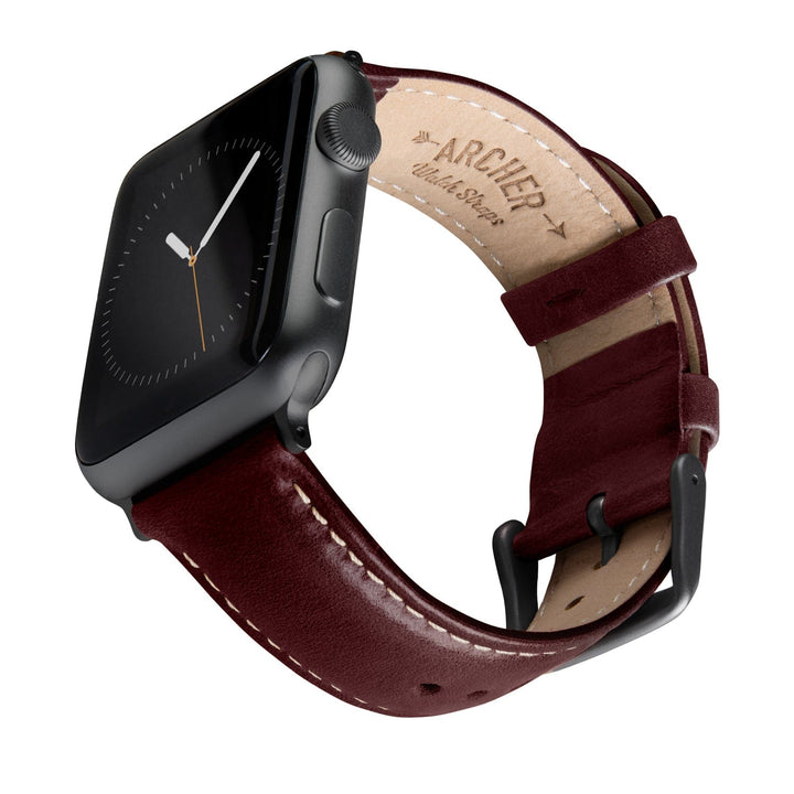 Apple Watch Leather Watch Band - Mahogany/Natural/Space Gray