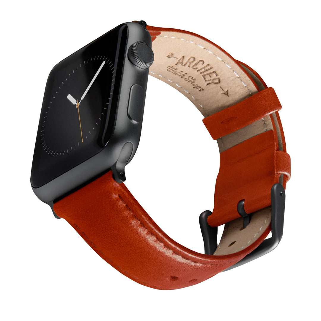 Apple Watch Leather Watch Band - Cognac/Matched/Space Gray – main product photo