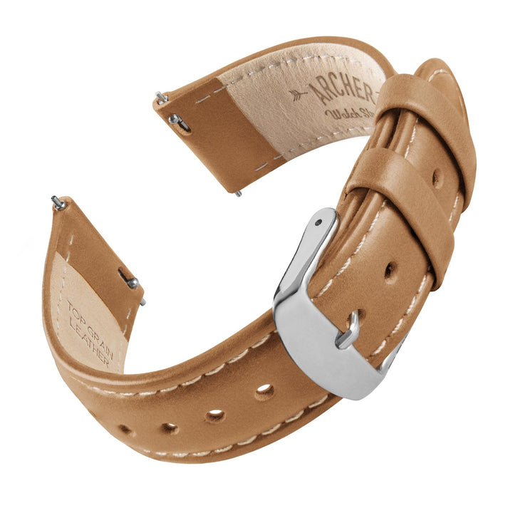Quick Release Leather Watch Band - Camel Tan/Natural – main product photo