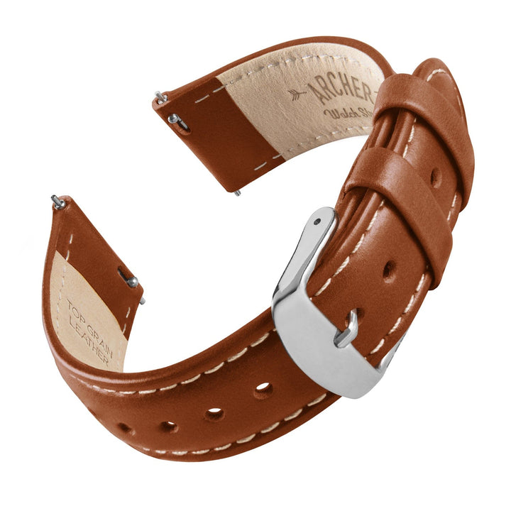 Quick Release Leather Watch Band - Cognac/Natural