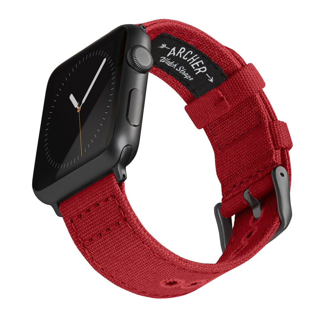 Apple Watch Canvas - Carmine Red/Space Gray, ARC-AWC2-REDG42, ARC-AWC2-REDG38