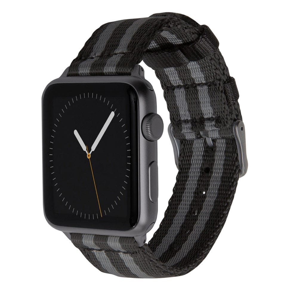 Apple Watch Seat Belt Nylon - Black and Gray (James Bond)/Gray, ARC-AWSB-BLKGRYG42, ARC-AWSB-BLKGRYG38