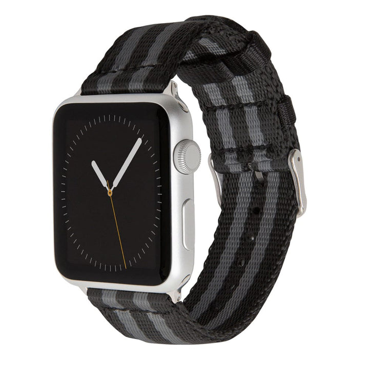 Apple Watch Seat Belt Nylon - Black and Gray (James Bond)/Stainless, ARC-AWSB-BLKGRYS42, ARC-AWSB-BLKGRYS38