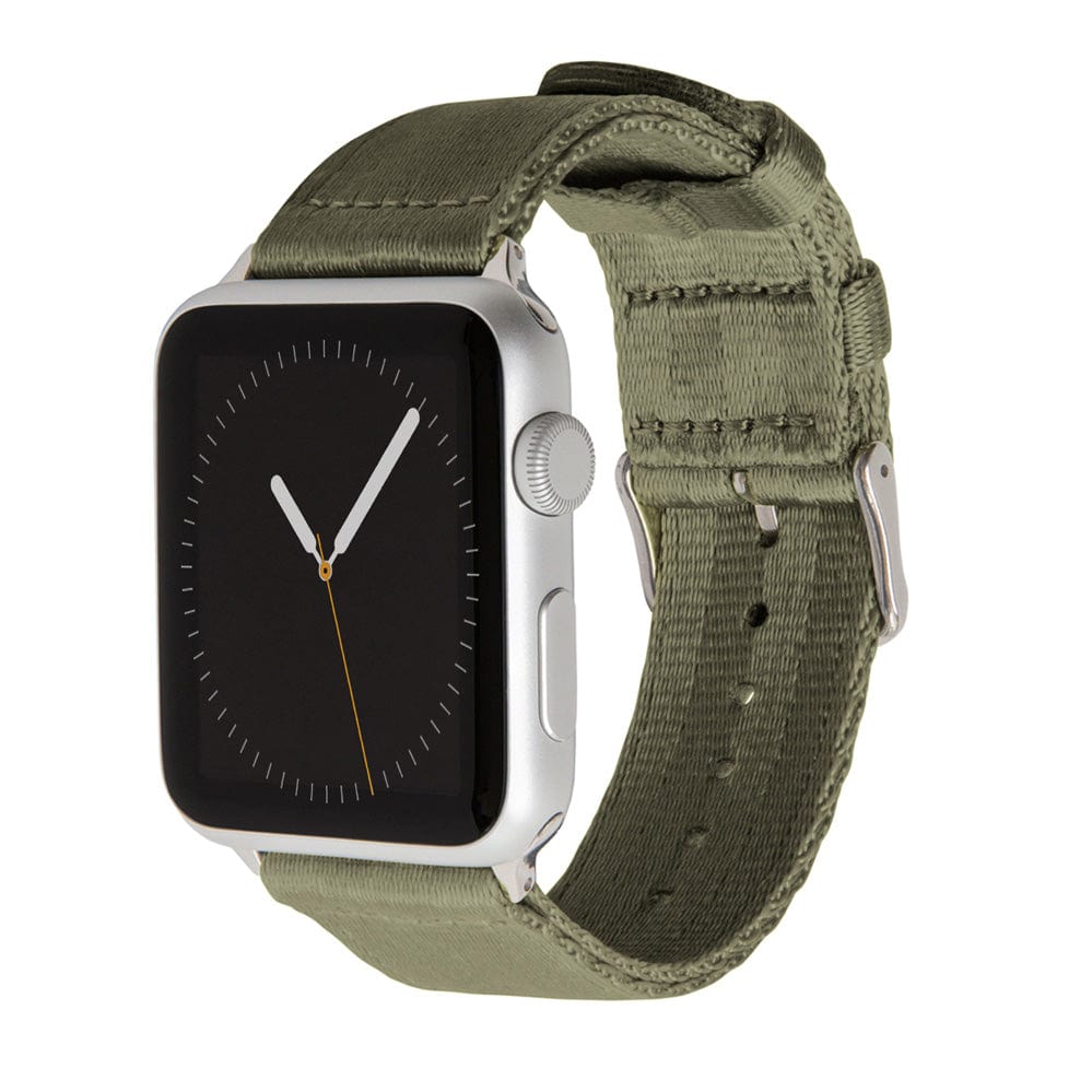 Apple Watch Seat Belt Nylon - Olive/Stainless, ARC-AWSB-OLVS42, ARC-AWSB-OLVS38