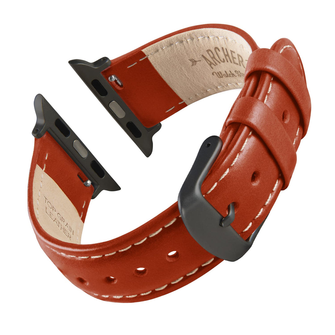 Apple Watch Leather Watch Band - Cognac/Natural/Space Gray – reverse side view