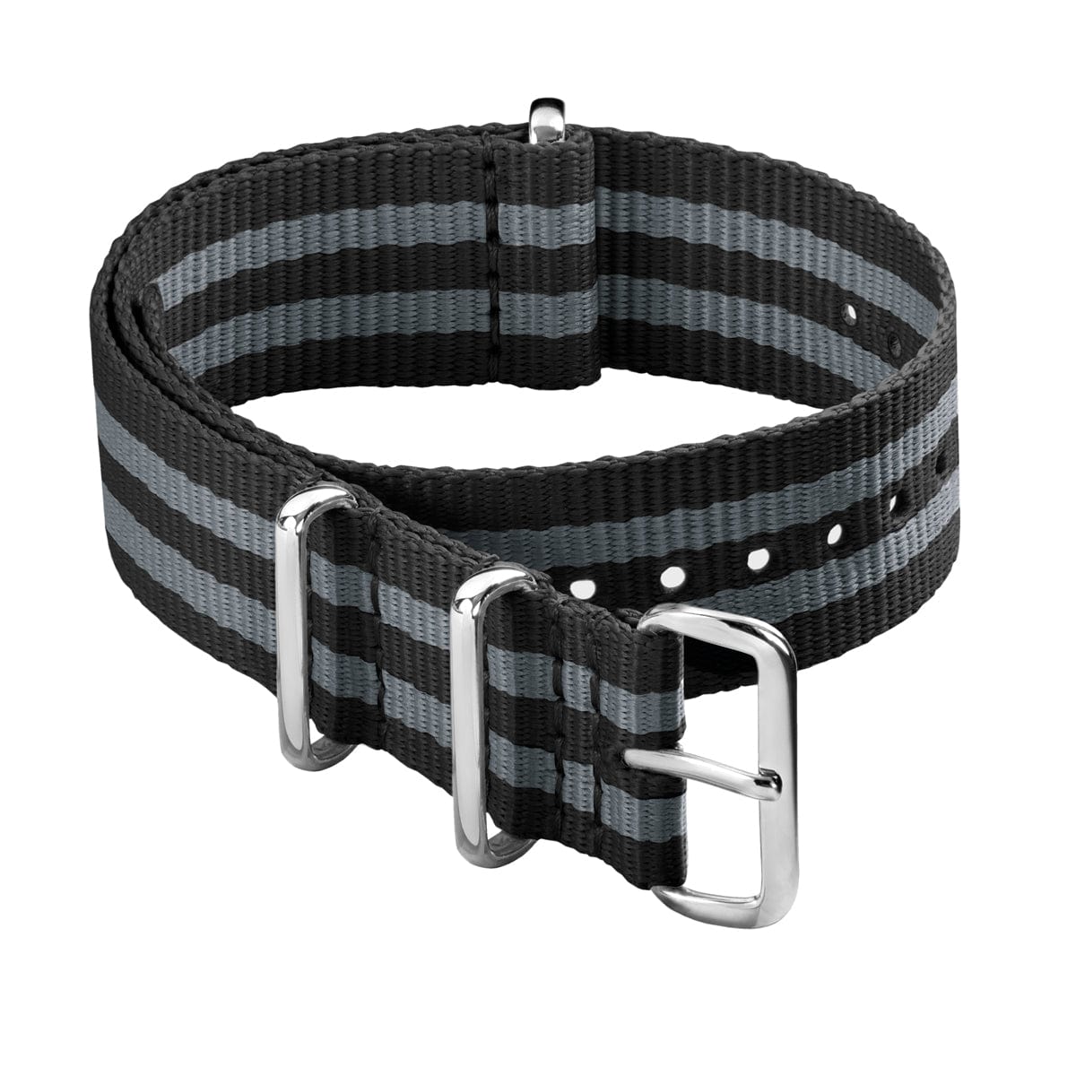 Classic Military Style Nylon Watch Band - Black/Gray (James Bond) – main product photo