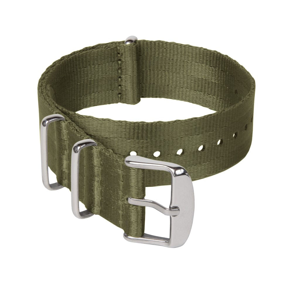 Seat Belt Nylon Military Style Watch Band - Olive, Stainless Hardware – main product photo