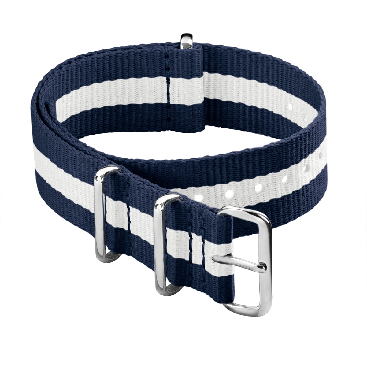 Classic Military Style Nylon Watch Band - Navy/White – main product photo