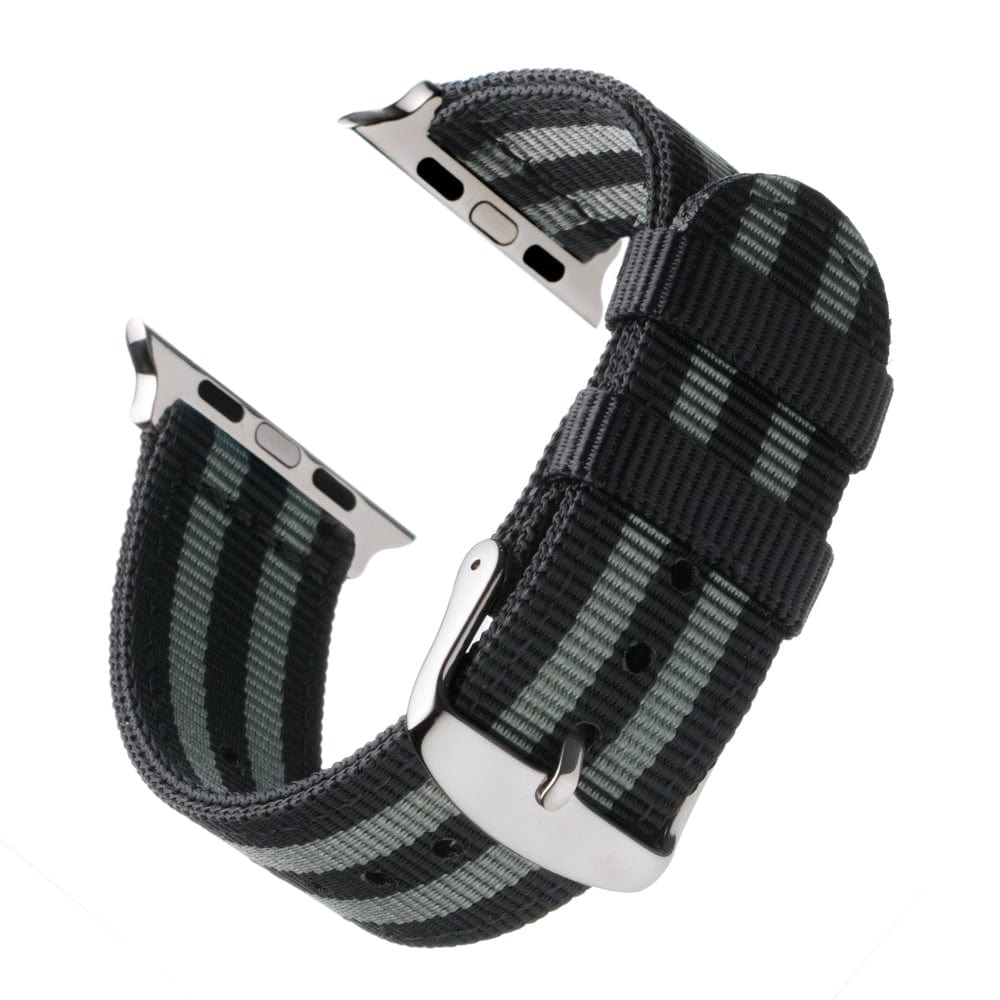 Apple Watch Nylon - Black and Gray (James Bond)/Stainless, ARC-AWNYL-BLKGRYS42, ARC-AWNYL-BLKGRYS38